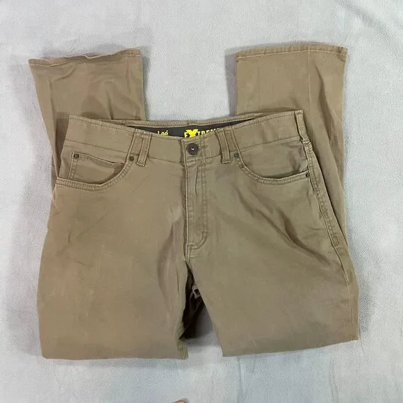 Lee Extreme Motion Pants Mens Size 34x30 Straight Fit Tapered Leg Tan Stretch - Picture 9 of 15